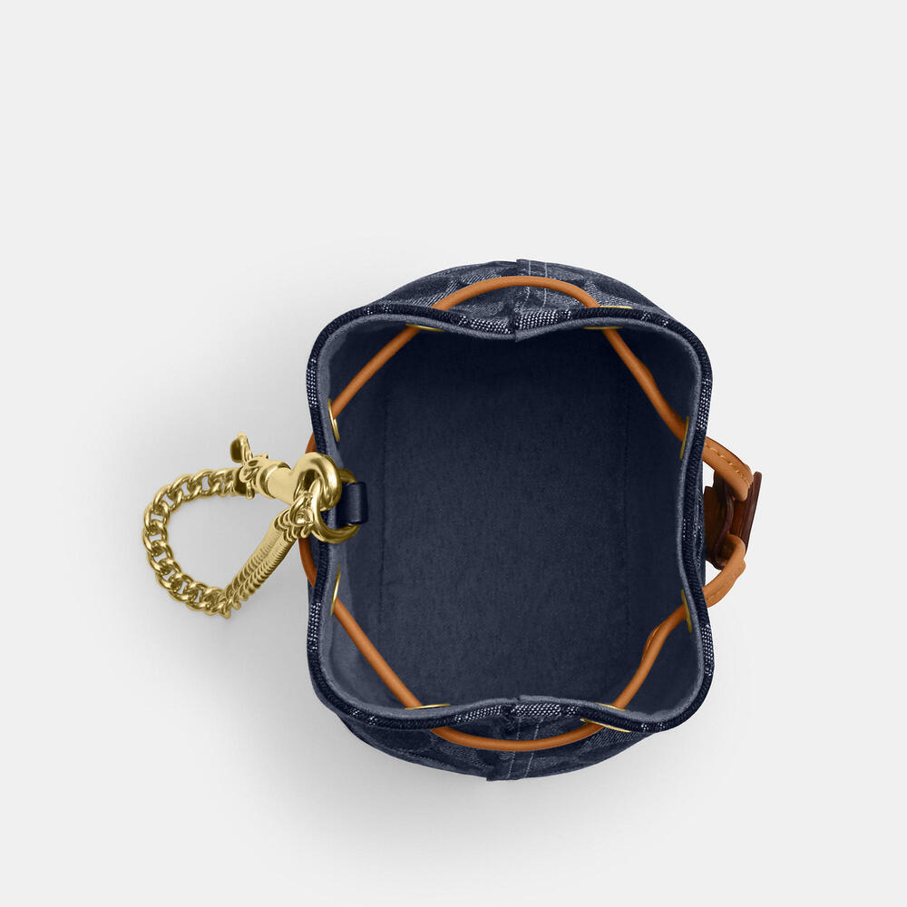 Coach Drawstring Wristlet In Signature Denim - Picture 3 of 4